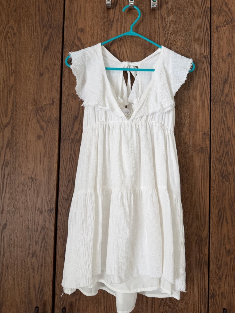 Sage White Tiered Tie-Back Dress